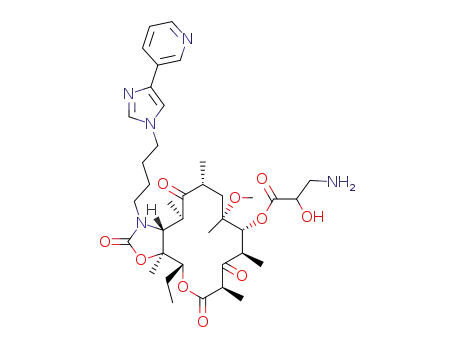 11-N-[4-(4-pyridin-3-yl-imidazol-1-yl)butyl]-6-O-methyl-5-O-isoserinate-3-erythronolide A 11,12-carbamate