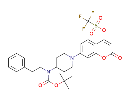 7-(4-((tert-butoxycarbonyi)(phenethyl)amino)piperidin-1-yl)-2-oxo-2H-chromen-4-yl-trifluoromethanesulfonate