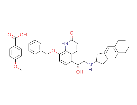 5-[(R)-2-(5,6-diethylindan-2-ylamino)-1-hydroxyethyl]-8-phenylmethoxy-(1H)-quinolin-2-one p-methoxybenzoic acid