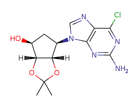 9-[(1′R,2′S,3′R,4′S)-4′-hydroxy-2′,3′-O-isopropylidene-cyclopentan-1′-yl]-2-amino-6-chloro-9H-purine