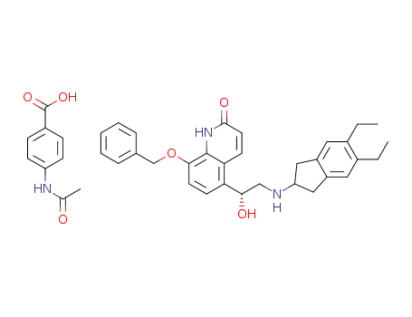 5-[(R)-2-(5,6-diethylindan-2-yl-amino)-1-hydroxyethyl]-8-benzyloxy-(1H)-quinolin-2-one 4-acetamidobenzoic acid