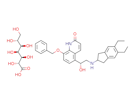 5-[(R)-2-(5,6-diethylindan-2-yl-amino)-1-hydroxyethyl]-8-benzyloxy-(1H)-quinolin-2-one glucoheptonic acid