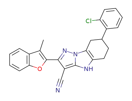 7-(2-chlorophenyl)-2-(3-methylbenzofuran-2-yl)-5,6,7,8-tetrahydro-4H-benzo[4,5]imidazo[1,2-b]pyrazole-3-carbonitrile