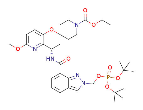 (S)-ethyl 4'-(2-(((di-tert-butoxyphosphoryl)oxy)methyl)-2H-indazole-7-carboxamido)-6'-methoxy-3',4'-dihydrospiro[piperidine-4,2'-pyrano[3,2-b]pyridine]-1-carboxylate