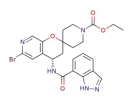 ethyl (S)-6'-bromo-4'-(1H-indazole-7-carboxamido)-3',4'-dihydrospiro[piperidine-4,2'-pyrano[2,3- c]pyridine]-1-carboxylate