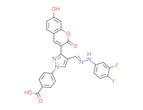 4-[4-[(E)-[(3,4-difluorophenyl)hydrazono]methyl]-3-(7-hydroxy-2-oxo-chromen-3-yl)pyrazol-1-yl]benzoic acid