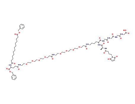 (18S,59S)-18-((benzyloxy)carbonyl)-59-((S)-2-(4-(2,5-dioxo-2,5-dihydro-1H-pyrrol-1-yl)butanamido)propanamido)-3,16,21,37,53,60,63,66,69-nonaoxo-1-phenyl-2,25,28,31,34,41,44,47,50-nonaoxa-17,22,38,54,61,64,67,70-octaazadoheptacontan-72-oic acid