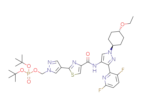 di-tert-butyl ((4-(4-((3-(3,6-difluoropyridin-2-yl)-1-(trans-4-ethoxycyclohexyl)-1H-pyrazol-4-yl)carbamoyl)thiazol-2-yl)-1H-pyrazol-1-yl)methyl) phosphate