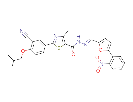 (E)-2-(3-cyano-4-isobutoxyphenyl)-4-methyl-N’-((5-(2-nitrophenyl)furan-2-yl)methylene)thiazole-5-carbohydrazide