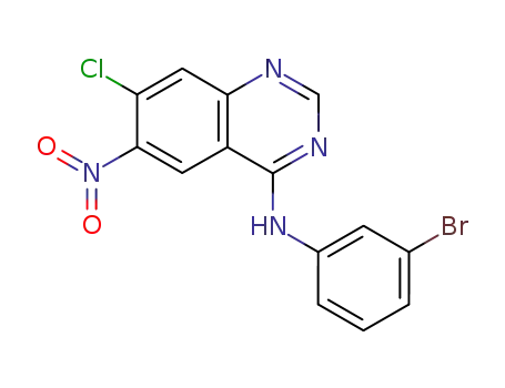 Molecular Structure of 171745-11-2 (4-Quinazolinamine, N-(3-bromophenyl)-7-chloro-6-nitro-)