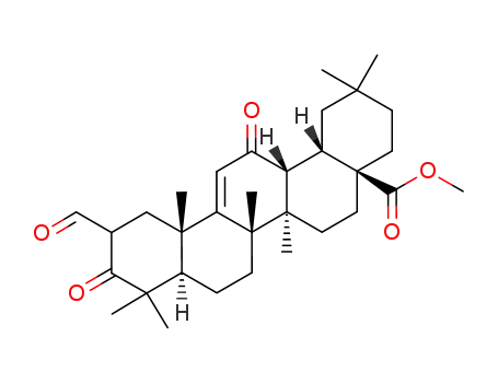 Molecular Structure of 218600-51-2 (methyl (4aS,6aR,6bS,8aR,12aS,14aR,14bS)-11-formyl-2,2,6a,6b,9,9,12a-heptamethyl-10,14-dioxo-1,2,3,4,4a,5,6,6a,6b,7,8,8a,9,10,11,12,12a,14,14a,14b-icosahydropicene-4a-carboxylate)