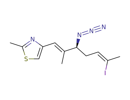 Molecular Structure of 277749-36-7 (Thiazole,
4-[(1E,3S,5Z)-3-azido-6-iodo-2-methyl-1,5-heptadienyl]-2-methyl-)