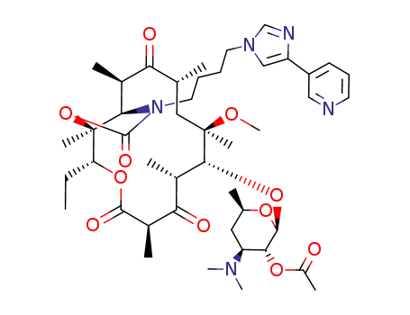 2'-O-acetyl-3-de[(2,6-dideoxy-3-C-methyl-3-O-methyl-α-L-ribohexopyranosyl)oxy]-11,12-dideoxy-6-O-methyl-3-oxo-12,11-[oxycarbonyl[[4-[4-(3-pyridinyl)-1H-imidazol-1-yl]butyl]imino]]erythromycin