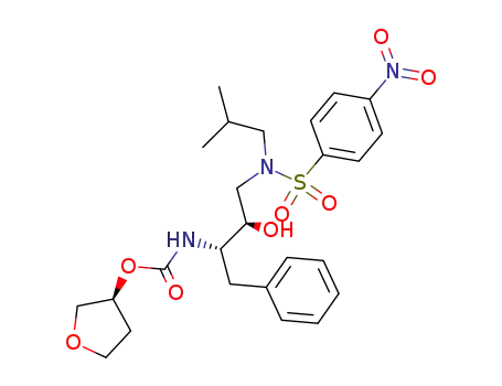 Molecular Structure of 160231-69-6 ([(1S,2R)-3-[[(4-Nitrophenyl)sulfonyl](2-methylpropyl)amino]-2-hydroxy-1-phenylmethyl)propyl]carbamic Acid, (3S)-Tetrahydro-3-furanyl Ester)