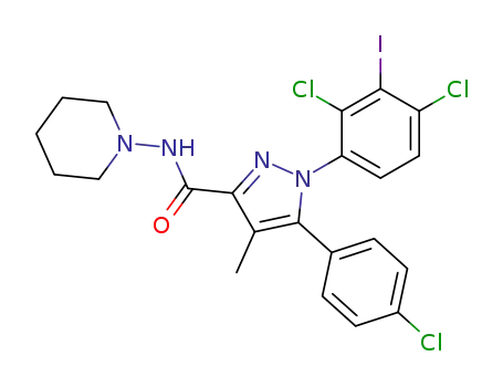 N-(piperidin-1-yl)-5-(4-chlorophenyl)-1-(2,4-dichloro-3-iodophenyl)-4-methyl-1H-pyrazole-3-carboxamide