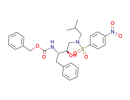 Molecular Structure of 159005-59-1 (Carbamic acid,
[(1S,2R)-2-hydroxy-3-[(2-methylpropyl)[(4-nitrophenyl)sulfonyl]amino]-1-(
phenylmethyl)propyl]-, phenylmethyl ester)
