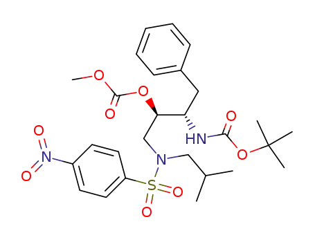 Molecular Structure of 599173-45-2 (Carbonic acid,
(1R,2S)-2-[[(1,1-dimethylethoxy)carbonyl]amino]-1-[[(2-methylpropyl)[(4-
nitrophenyl)sulfonyl]amino]methyl]-3-phenylpropyl methyl ester)