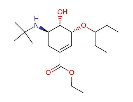 1-Cyclohexene-1-carboxylic acid,
5-[(1,1-dimethylethyl)amino]-3-(1-ethylpropoxy)-4-hydroxy-, ethyl ester,
(3R,4S,5R)-(651324-04-8)