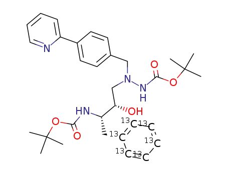 [ring-13C6]-1-[4-(pyridin-2-yl)phenyl]-5(S)-2,5-bis[(tert-butyloxy-carbonyl)-amino]-4(S)-hydroxy-6-phenyl-2-azahexane