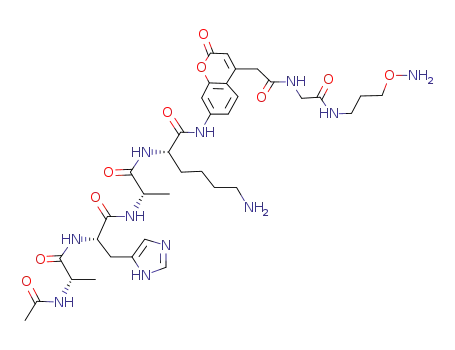 (S)-2-{(S)-2-[(S)-2-((S)-2-Acetylamino-propionylamino)-3-(3H-imidazol-4-yl)-propionylamino]-propionylamino}-6-amino-hexanoic acid [4-({[(3-aminooxy-propylcarbamoyl)-methyl]-carbamoyl}-methyl)-2-oxo-2H-chromen-7-yl]-amide