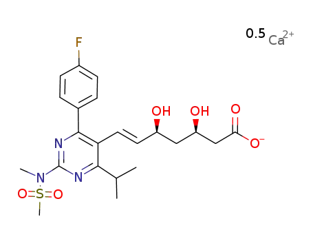 (E)-7-(4-(4-fluorophenyl)-6-isopropyl-2-(methyl(methylsulfonyl)amino)pyrimidin-5-yl)-(3R,5S)-3,5-dihydroxyhept-6-enoic acid, calcium salt