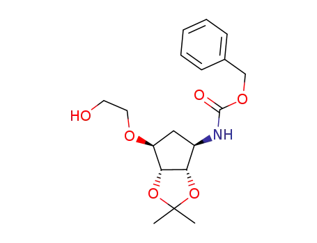 Molecular Structure of 274693-54-8 (N-[(3aS,4R,6S,6aR)-Tetrahydro-6-(2-hydroxyethoxy)-2,2-dimethyl-4H-cyclopenta-1,3-dioxol-4-yl]carbamic acid phenylmethyl ester)