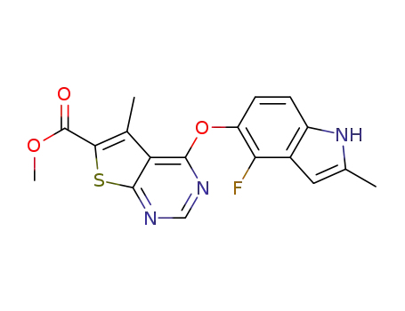 4-(4-fluoro-2-methyl-1H-indol-5-yloxy)-5-methyl-thieno[2,3-d]pyrimidine-6-carboxylic acid methyl ester