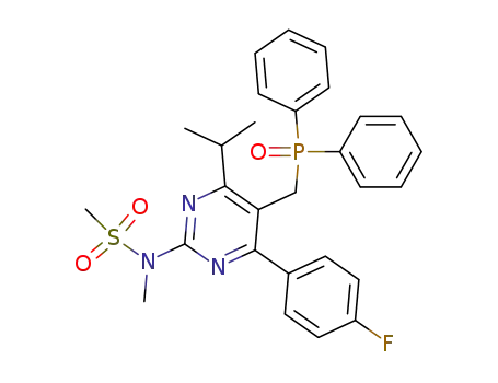 Molecular Structure of 289042-10-0 (N-[5-(Diphenylphosphinoylmethyl)-4-(4-fluorophenyl)-6-isopropylpyrimidin-2-yl]-N-methylmethanesulfonamide)
