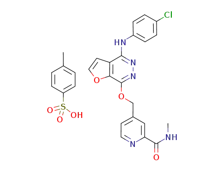 Molecular Structure of 332013-24-8 (2-Pyridinecarboxamide, 4-[[[4-[(4-chlorophenyl)amino]furo[2,3-d]pyridazin-7-yl]oxy]methyl]-N-met hyl-, mono(4-methylbenzenesulfonate))