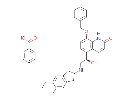 (R)-5- [2-(5,6-diethylindan-2-ylamino)-1-hydroxyethyl]-8-benzyloxy-1H-quinolin-2-one benzoic acid salt