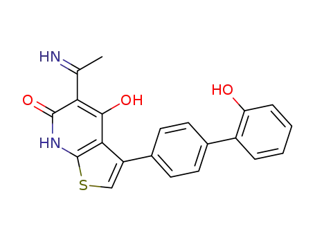 5-ethanimidoyl-4-hydroxy-3-(2'-hydroxy-1,1'-biphenyl-4-yl)thieno[2,3-b]pyridin-6(7H)-one