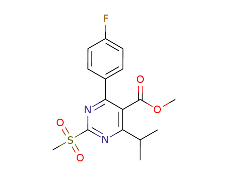 Molecular Structure of 799842-06-1 (5-Pyrimidinecarboxylic acid,
4-(4-fluorophenyl)-6-(1-methylethyl)-2-(methylsulfonyl)-, methyl ester)
