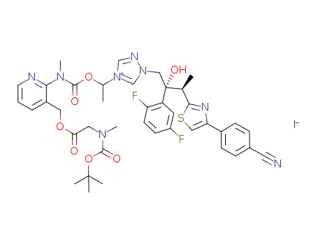 1-[[N-methyl-N-3-[(t-butoxycarbonylmethylamino)acetoxymethyl]pyridin-2-yl]carbamoyloxy]ethyl-1-[(2R,3R)-2-(2,5-difluorophenyl)-2-hydroxy-3-[4-(4-cyanophenyl)thiazol-2-yl]butyl]-1H-[1,2,4]-triazo-4-ium iodide
