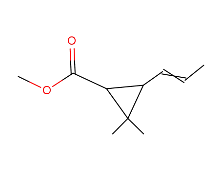 Molecular Structure of 40447-55-0 (Cyclopropanecarboxylic acid, 2,2-dimethyl-3-(1-propenyl)-, methyl ester)