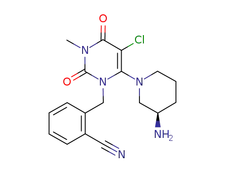 2-{6-[3(R)-amino-piperidin-1-yl]-5-chloro-3-methyl-2,4-dioxo-3,4-dihydro-2H-pyrimidin-1-ylmethyl}-benzonitrile