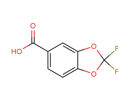 Molecular Structure of 656-46-2 (2,2-Difluorobenzodioxole-5-carboxylic acid)