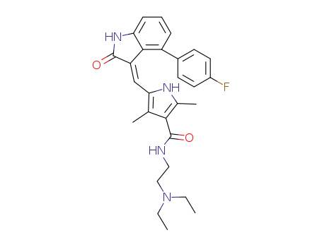 5-[4-(4-Fluoro-phenyl)-2-oxo-1,2-dihydro-indol-3-ylidenemethyl]-2,4-dimethyl-1 H-pyrrole-3-carboxylic acid (2-diethylamino-ethyl)-amide