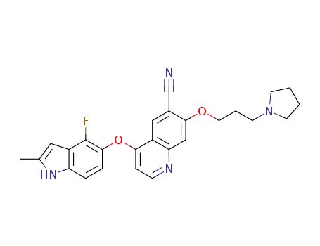 6-cyano-4-(4-fluoro-2-methylindol-5-yloxy)-7-(3-(pyrrolidin-1-yl)propoxy)quinoline
