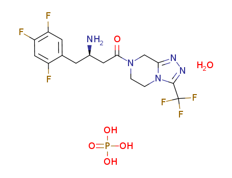 654671-77-9,Sitagliptin phosphate monohydrate,7-[(3R)-3-Amino-1-oxo-4-(2,4,5-trifluorophenyl)butyl]-5,6,7,8-tetrahydro-3-(trifluoromethyl)-1,2,4-triazolo[4,3-a]pyrazine phosphate monohydrate;Sitagliptin phosphate;