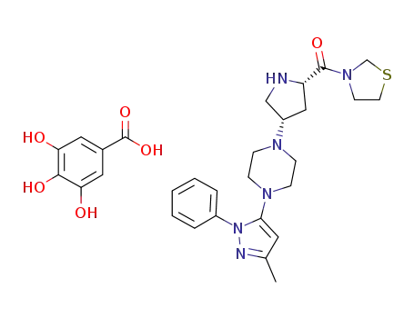 3-{(2S,4S)-4-[4-(3-methyl-1-phenyl-1H-pyrazol-5-yl)piperazin-1-yl]pyrrolidin-2-ylcarbonyl}thiazolidine gallate