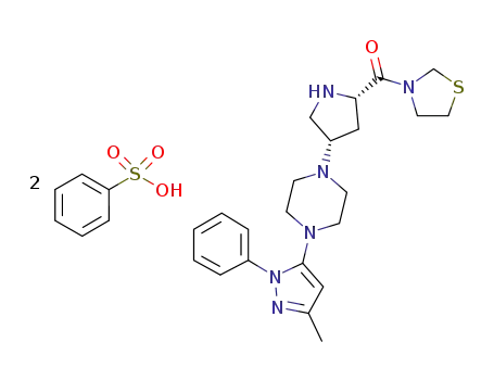 3-{(2S,4S)-4-[4-(3-methyl-1-phenyl-1H-pyrazol-5-yl)piperazin-1-yl]pyrrolidin-2-ylcarbonyl}thiazolidine dibesylate