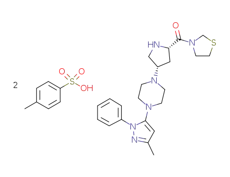 3-{(2S,4S)-4-[4-(3-methyl-1-phenyl-1H-pyrazol-5-yl)piperazin-1-yl]pyrrolidin-2-ylcarbonyl}thiazolidine ditosylate