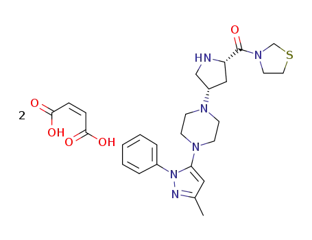 3-{(2S,4S)-4-[4-(3-methyl-1-phenyl-1H-pyrazol-5-yl)piperazin-1-yl]pyrrolidin-2-ylcarbonyl}thiazolidine dimaleate
