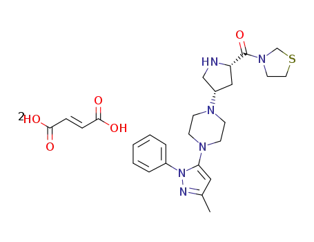3-{(2S,4S)-4-[4-(3-methyl-1-phenyl-1H-pyrazol-5-yl)piperazin-1-yl]pyrrolidin-2-ylcarbonyl}thiazolidine difumarate
