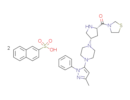 3-{(2S,4S)-4-[4-(3-methyl-1-phenyl-1H-pyrazol-5-yl)piperazin-1-yl]pyrrolidin-2-ylcarbonyl}thiazolidine dinaphthalene-2-sulfonate