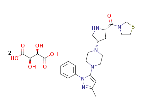 3-{(2S,4S)-4-[4-(3-methyl-1-phenyl-1H-pyrazol-5-yl)piperazin-1-yl]pyrrolidin-2-ylcarbonyl}thiazolidine ditartrate