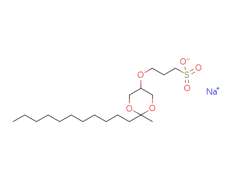 Molecular Structure of 308818-14-6 (1-Propanesulfonic acid, 3-[(2-methyl-2-undecyl-1,3-dioxan-5-yl)oxy]-,
sodium salt)