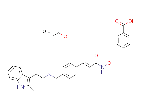 N-hydroxy-3-[4-[[[2-(2-methyl-1H-indol-3-yl)ethyl]amino]methyl]phenyl]-2E-2-propenamide benzoate ethanol hemisolvate