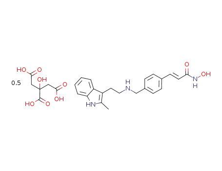 N-hydroxy-3-[4-[[[2-(2-methyl-1H-indol-3-yl)ethyl]amino]methyl]phenyl]-2E-2-propenamide hemicitrate