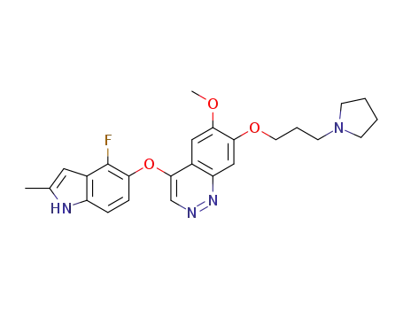 4-(4-fluoro-2-methylindol-5-yloxy)-6-methoxy-7-(3-(pyrrolidin-1-yl)propoxy)cinnoline